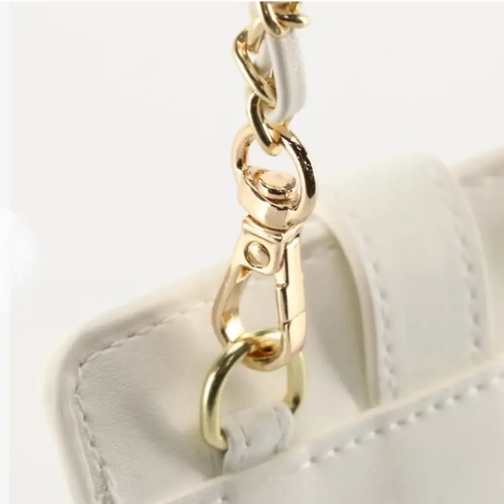 Chanel White Coco Crush Phone Case Crossbody Quilted New